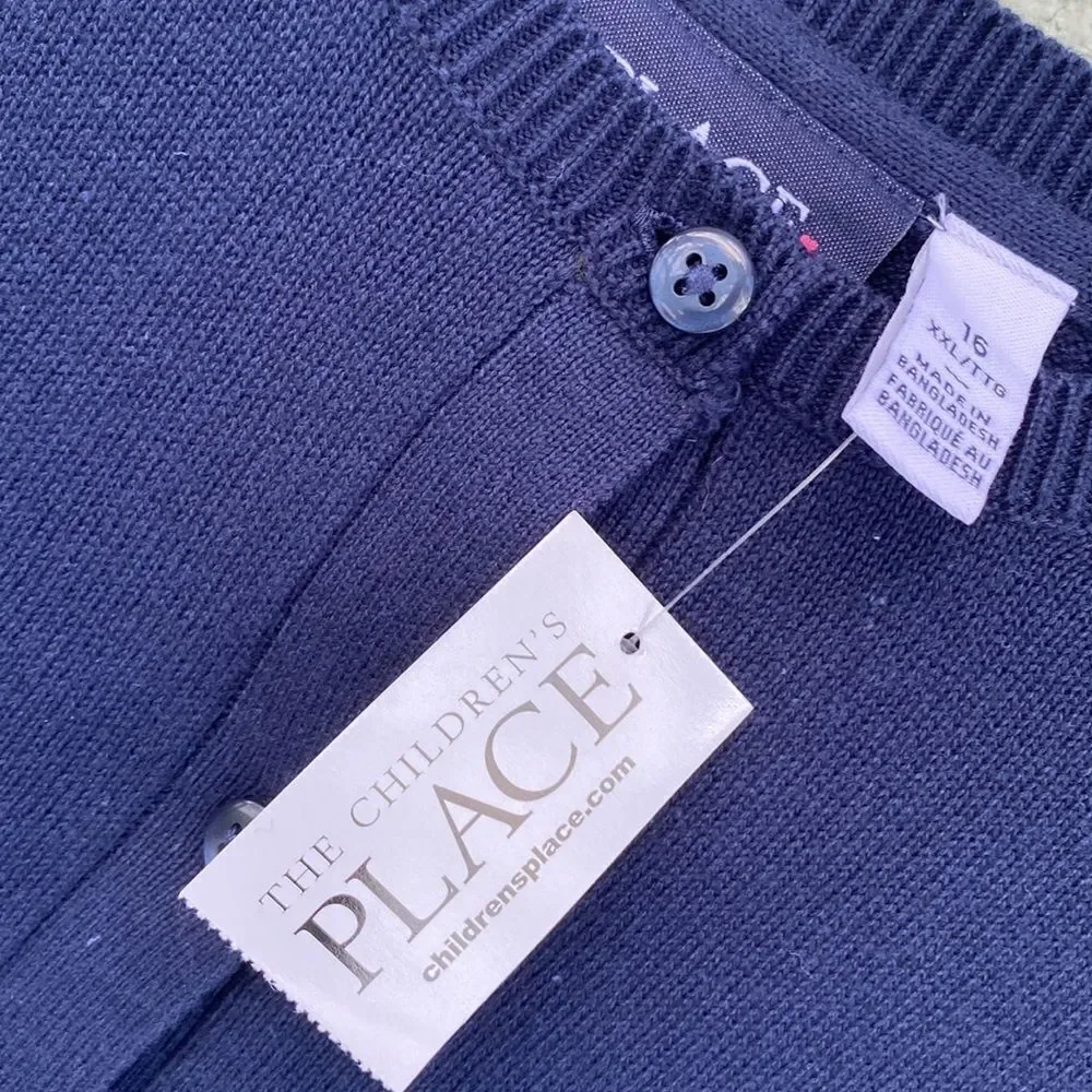 The Children’s Place Sz 16 (XXL) NWT Blue Sweater Cardigan